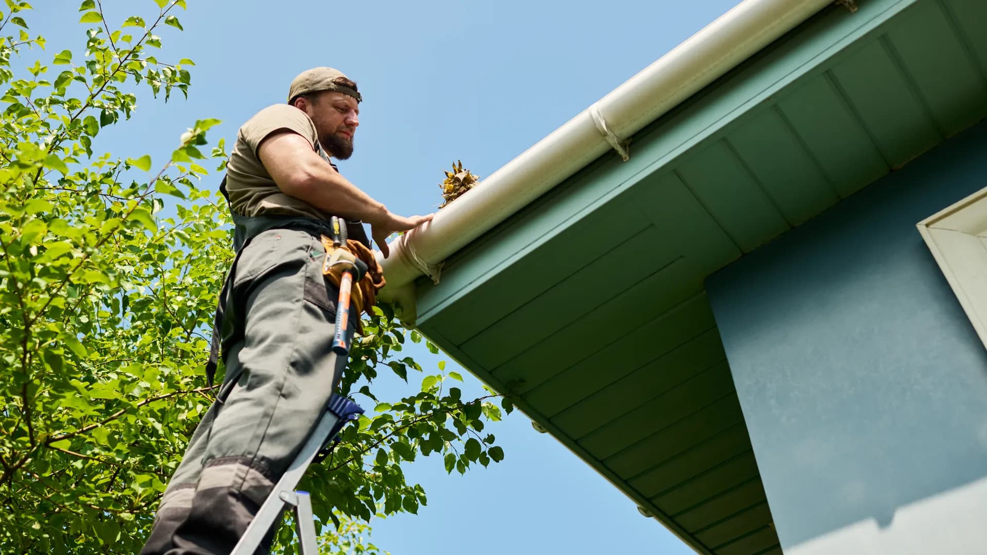 Clearview Gutter Cleaning Antioch technician on ladder